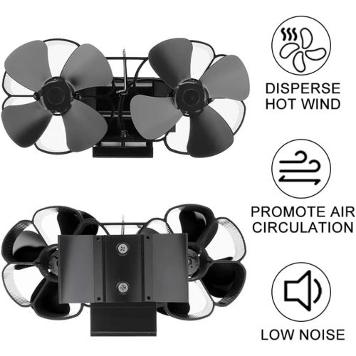  HJK 8 Blades Wood Stove Fan, Auto Sensing Silent Heat Powered Fan, Flue Pipe Hanging Fireplace Fan of Wood/Log Burner/Fireplace, Silent and Eco Friendly