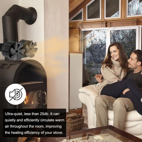  HJK 8 Blades Wood Stove Fan, Auto Sensing Silent Heat Powered Fan, Flue Pipe Hanging Fireplace Fan of Wood/Log Burner/Fireplace, Silent and Eco Friendly