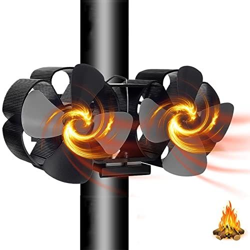  HJK 8 Blade Fireplace Fan, Flue Pipe Hanging Heat Powered Wood Stove Fan, for Wood Burner/Burning/Log Burner Stove, Silent Operation, Eco Friendly Fan