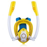 HJKB Haoun Kids Snorkel Mask, K2 Breathing System Full Face Snorkeling Mask for Free Breathing & Safe Snorkeling, Dry Snorkel Set Anti Leak Anti Fog Diving Mask with Action Camera Mount
