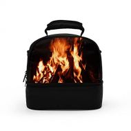 HJKI Fireplace fire flame stove warm hot explosion burner wood Lunch bag picnic bag sundries bag shopping bag double storage bag kitchen family