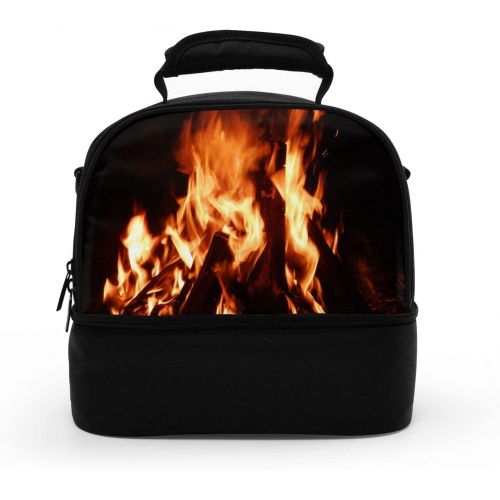  HJKI Fireplace fire flame stove warm hot explosion burner wood Lunch bag picnic bag sundries bag shopping bag double storage bag kitchen family