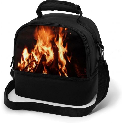  HJKI Fireplace fire flame stove warm hot explosion burner wood Lunch bag picnic bag sundries bag shopping bag double storage bag kitchen family
