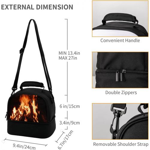  HJKI Fireplace fire flame stove warm hot explosion burner wood Lunch bag picnic bag sundries bag shopping bag double storage bag kitchen family