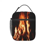 HJKI Fireplace fire flame stove warm hot explosion burner wood Large soft Lunchbag Tote Bag Insulated Lunch Bag Box Container Organizer for Men, Womeni¼CELeakproofi¼CEEasy to clean