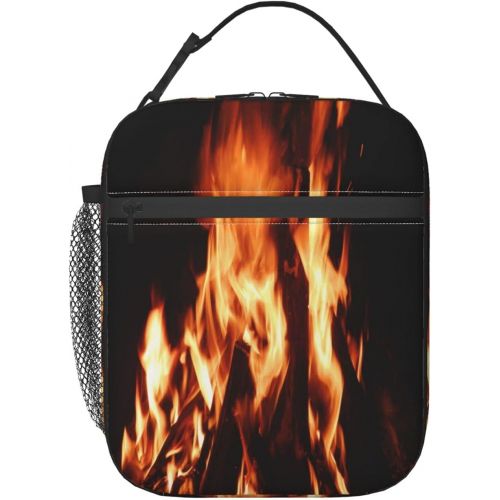  HJKI Fireplace fire flame stove warm hot explosion burner wood Large soft Lunchbag Tote Bag Insulated Lunch Bag Box Container Organizer for Men, Womeni¼CELeakproofi¼CEEasy to clean