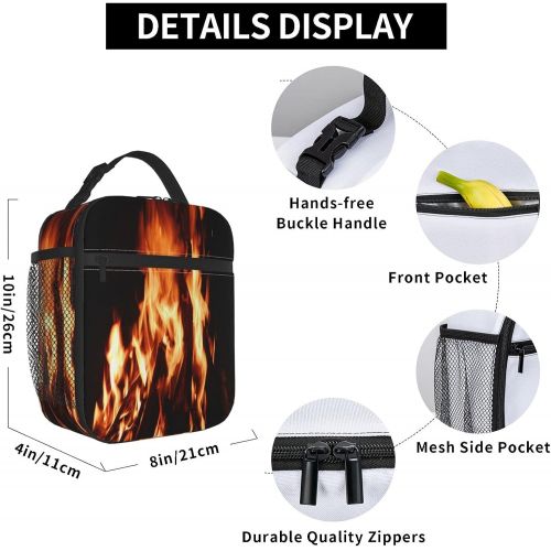  HJKI Fireplace fire flame stove warm hot explosion burner wood Large soft Lunchbag Tote Bag Insulated Lunch Bag Box Container Organizer for Men, Womeni¼CELeakproofi¼CEEasy to clean
