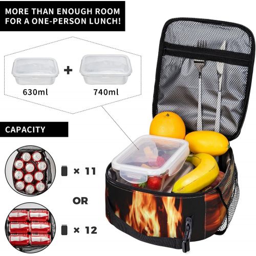  HJKI Fireplace fire flame stove warm hot explosion burner wood Large soft Lunchbag Tote Bag Insulated Lunch Bag Box Container Organizer for Men, Womeni¼CELeakproofi¼CEEasy to clean