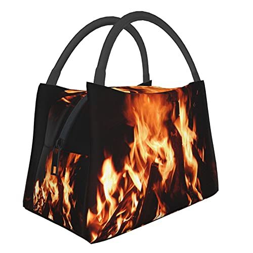  HJKI Fireplace fire flame stove warm hot explosion burner wood Lunch bag picnic bag sundries bag shopping bag portable insulation bag kitchen family