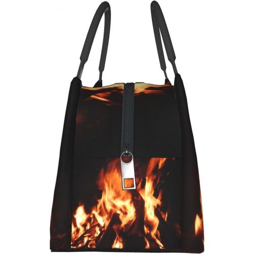  HJKI Fireplace fire flame stove warm hot explosion burner wood Lunch bag picnic bag sundries bag shopping bag portable insulation bag kitchen family