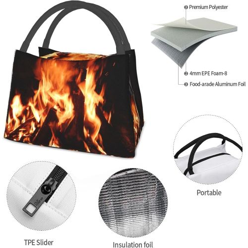  HJKI Fireplace fire flame stove warm hot explosion burner wood Lunch bag picnic bag sundries bag shopping bag portable insulation bag kitchen family