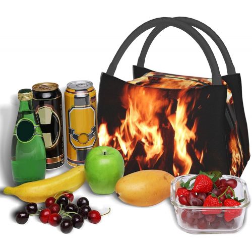  HJKI Fireplace fire flame stove warm hot explosion burner wood Lunch bag picnic bag sundries bag shopping bag portable insulation bag kitchen family