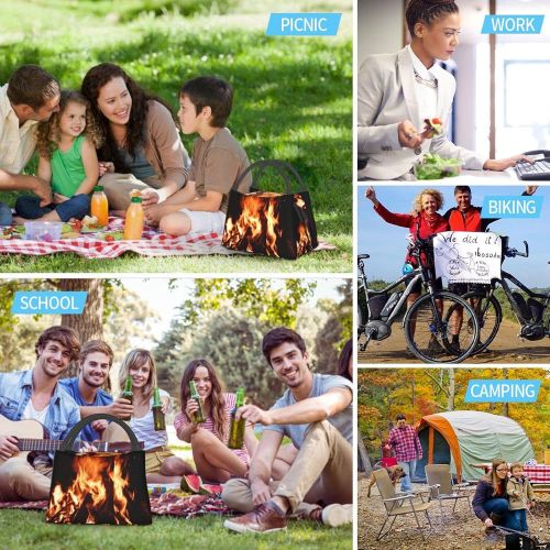  HJKI Fireplace fire flame stove warm hot explosion burner wood Lunch bag picnic bag sundries bag shopping bag portable insulation bag kitchen family