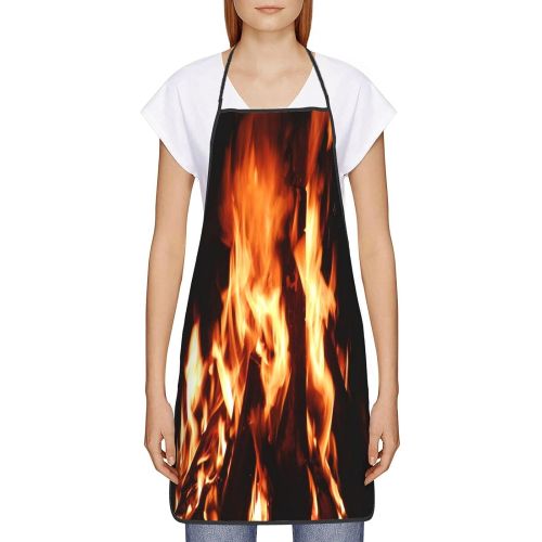  HJKI Fireplace fire flame stove warm hot explosion burner wood Seam apron kitchen supplies waterproof apron general apron