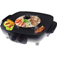 [아마존베스트]HJSGXXN Barbecue Hot Pot Double Pot Korean Thai Integrated Cooking Pot Multifunctional Electric Hot Pot Electric Barbecue Baking Tray