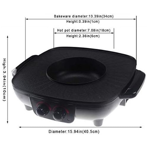  [아마존베스트]HJSGXXN Barbecue Hot Pot Double Pot Korean Thai Integrated Cooking Pot Multifunctional Electric Hot Pot Electric Barbecue Baking Tray