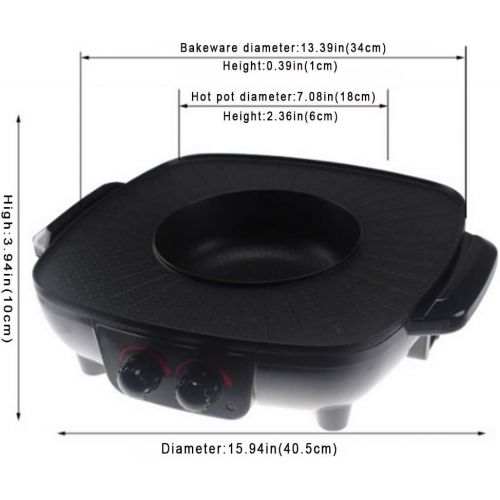  [아마존베스트]HJSGXXN Barbecue Hot Pot Double Pot Korean Thai Integrated Cooking Pot Multifunctional Electric Hot Pot Electric Barbecue Baking Tray