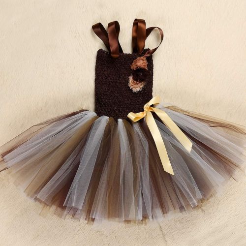  할로윈 용품HJTT Brown Lion Tutu Dress for Girls Birthday Party Animal Costume with Headband Outfit Tulle 1-8 Years