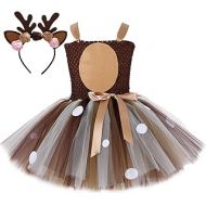 할로윈 용품HJTT Deer Tutu Dress for Girls Birthday Party Animal Costume with Headband Outfit Tulle 1-8 Years