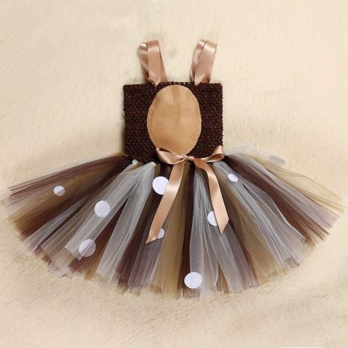  할로윈 용품HJTT Deer Tutu Dress for Girls Birthday Party Animal Costume with Headband Outfit Tulle 1-8 Years