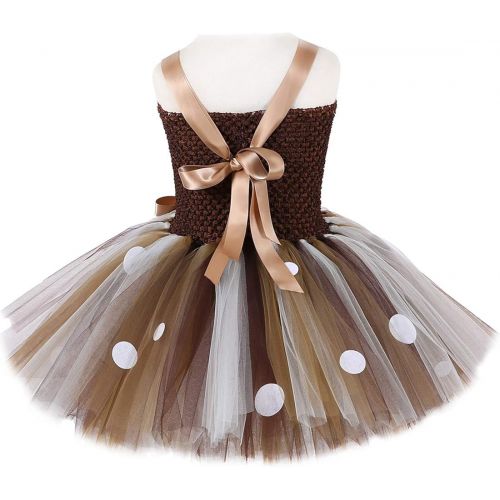  할로윈 용품HJTT Deer Tutu Dress for Girls Birthday Party Animal Costume with Headband Outfit Tulle 1-8 Years