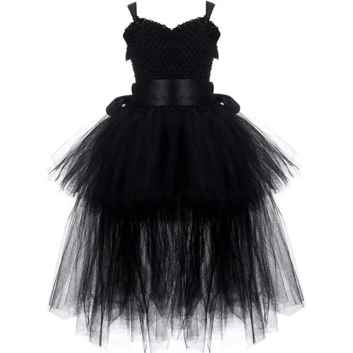  할로윈 용품HJTT Girls Tutu Dress with Train Handmade V-Neck Tulle Evening Wedding Birthday Party Dresses for Kids Ball Gown