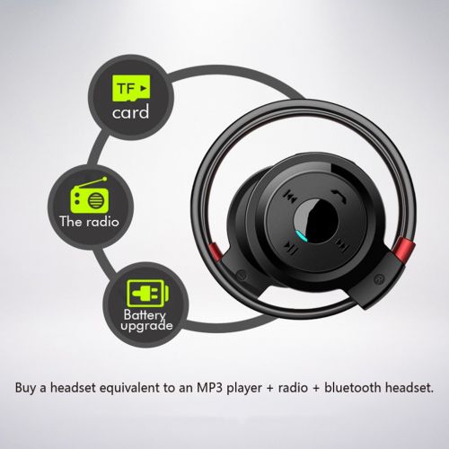  HJYQ Wireless Headphones Bluetooth 4.1 Noise Cancelling Sport Earphones Pluggable Memory Card For Iphone Ipad Samsung HTC,Red