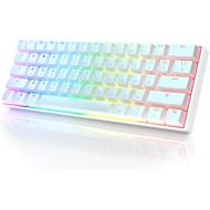 HK GAMING GK61 Mechanical Gaming Keyboard - 61 Keys Multi Color RGB Illuminated LED Backlit Wired Programmable for PC/Mac Gamer (Gateron Optical Brown, White)