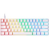 HK Gaming GK61 Mechanical Gaming Keyboard - 61 Keys Multi Color RGB Illuminated LED Backlit Wired Programmable for PC/Mac Gamer (Gateron Optical Silver, White)