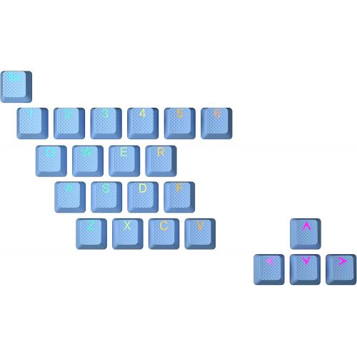  HK Gaming Rubber Backlit Doublesht Keycap Set OEM Profile for Mechanical Keyboard (23 Keys, Blue Malibu)