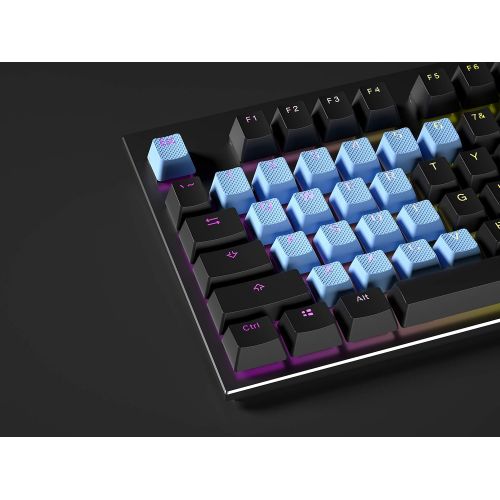  HK Gaming Rubber Backlit Doublesht Keycap Set OEM Profile for Mechanical Keyboard (23 Keys, Blue Malibu)