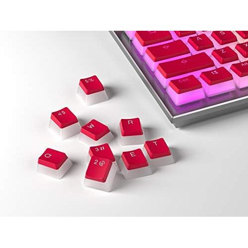  HK Gaming 108 Double Shot PBT Pudding Keycaps Ansi/ISO - OEM Profile Pudding Keyset 60% / 87 TKL / 104/108 MX Switches Backlit (Red)