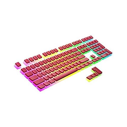  HK Gaming 108 Double Shot PBT Pudding Keycaps Ansi/ISO - OEM Profile Pudding Keyset 60% / 87 TKL / 104/108 MX Switches Backlit (Red)