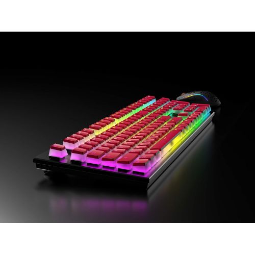  HK Gaming 108 Double Shot PBT Pudding Keycaps Ansi/ISO - OEM Profile Pudding Keyset 60% / 87 TKL / 104/108 MX Switches Backlit (Red)