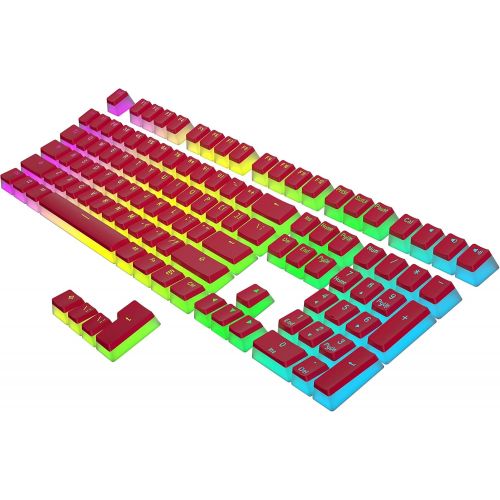  HK Gaming 108 Double Shot PBT Pudding Keycaps Ansi/ISO - OEM Profile Pudding Keyset 60% / 87 TKL / 104/108 MX Switches Backlit (Red)