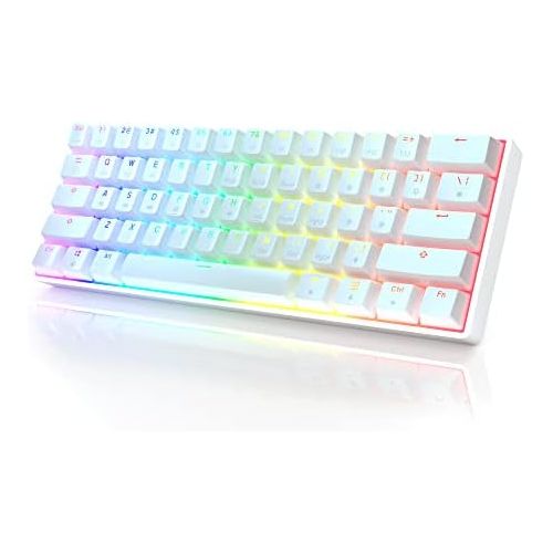  [아마존베스트]HK Gaming GK61 Mechanical Gaming Keyboard - 61 Keys Multi Color RGB Illuminated LED Backlit Wired Programmable for PC/Mac Gamer (Gateron Optical Yellow, White)