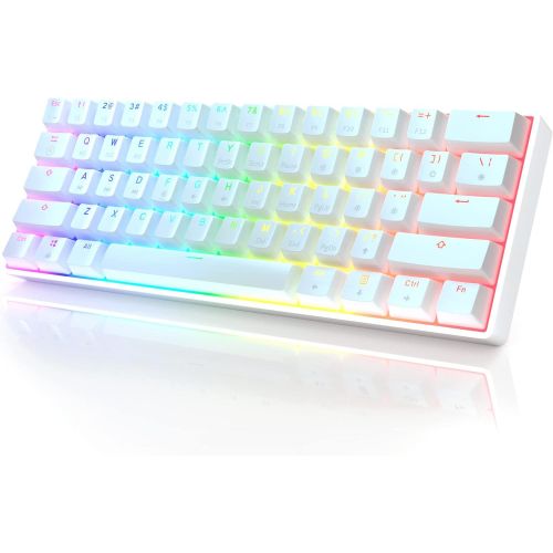  [아마존베스트]HK Gaming GK61 Mechanical Gaming Keyboard - 61 Keys Multi Color RGB Illuminated LED Backlit Wired Programmable for PC/Mac Gamer (Gateron Optical Yellow, White)