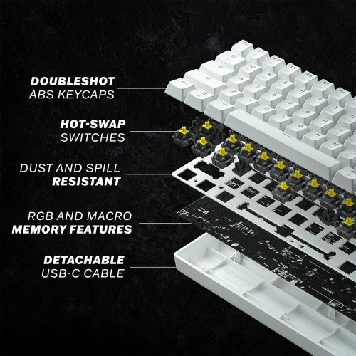  [아마존베스트]HK Gaming GK61 Mechanical Gaming Keyboard - 61 Keys Multi Color RGB Illuminated LED Backlit Wired Programmable for PC/Mac Gamer (Gateron Optical Yellow, White)