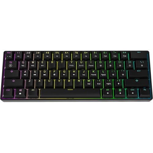  [아마존베스트]HK Gaming GK61 Mechanical Gaming Keyboard - 61 Keys, Multicolour RGB Illuminated LED Backlight, Wired, Programmable for PC/Mac Gamer