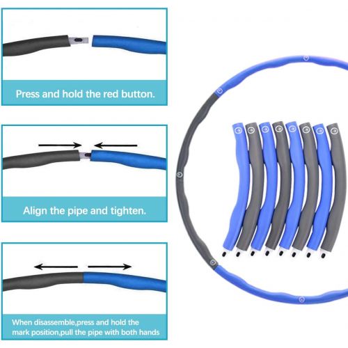  [아마존베스트]HKBTCH Hula Hoop for Weight Loss, Detachable in 6-8 Segments, Hula Hoop for Adults and Children, with Mini Tape Measure (1 kg)