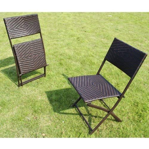  HL Patio Resin Rattan Steel Folding Bistro Set, Parma Style, All Weather Resistant Resin Wicker, 5 PCS/3PCS Set of Foldable Table and Chairs, Color Espresso Brown, 3-Year Warranty,