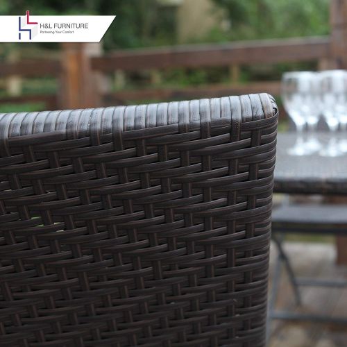  HL Patio Resin Rattan Steel Folding Bistro Set, Parma Style, All Weather Resistant Resin Wicker, 5 PCS/3PCS Set of Foldable Table and Chairs, Color Espresso Brown, 3-Year Warranty,