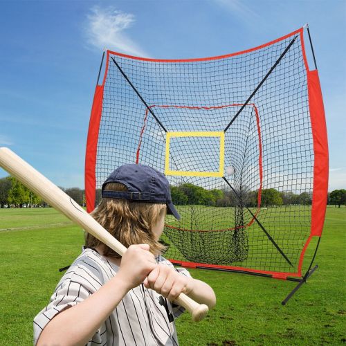  HLC 7x7’ Baseball&Softball Practice Net with Strike Zone Target Bow Frame and Carry Bag