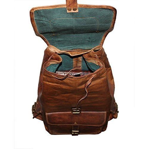  HLC Genuine Leather Retro Rucksack Backpack College Bag,school Picnic Bag Travel