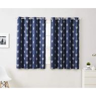 [아마존 핫딜] [아마존핫딜]HLC.ME Arrow Printed Blackout Room Darkening Thermal Grommet Window Curtain Drape Panels for Living Room - Set of 2 - Navy Blue - 63 inch Long