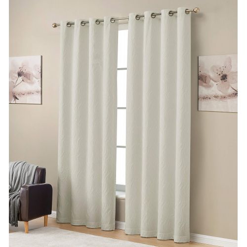  HLC.ME Camden 100% Blackout Thermal Window Curtain Grommet Panels - Energy Efficient, Complete Darkness, Noise Reducing - for Living Rooms & Bedrooms - Set of 2 (50 W x 96 L, Taupe