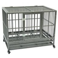 HLCWTOY 42 Heavy Duty Dog Cage Crate Kennel Metal Pet Playpen Portable with Tray Silver