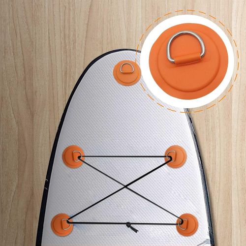  HLOGREE 7Pck D-Ring Patch Kayak D Ring Pads & 20ft Strong Elastic Bungee Shock Cord with Hooks Bungee Deck Rigging Kit for Pvc Inflatable Boat Sup Kayak Canoe Deck Surfboard Raft Stand Up