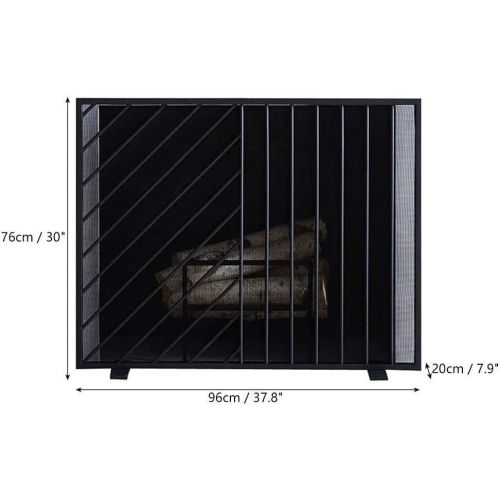  HLR Fireplace Screen Fireplace Screen Black Flat with Spark Mesh, Baby Safe Fire Guard Screens for Open Gas Fires/Wood Burner/Stoves