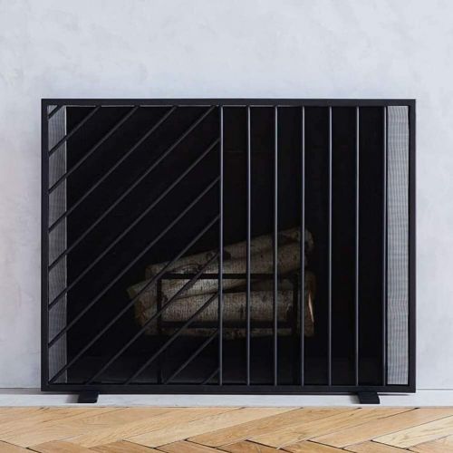  HLR Fireplace Screen Fireplace Screen Black Flat with Spark Mesh, Baby Safe Fire Guard Screens for Open Gas Fires/Wood Burner/Stoves
